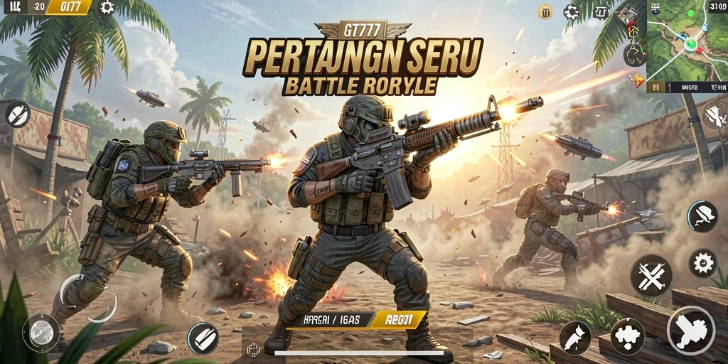 Gameplay GT777 yang mendebarkan di arena Battle Royale.