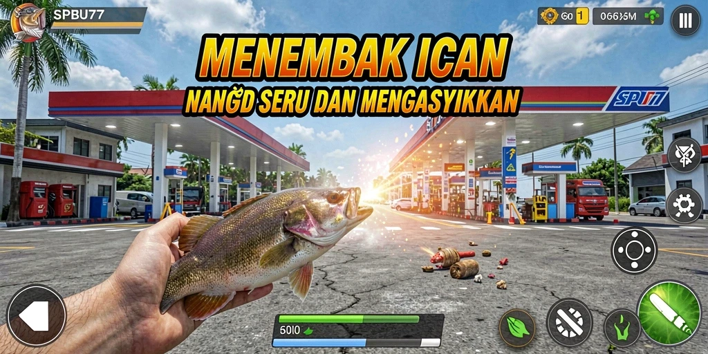 Screenshot menunjukkan momen seru dalam gameplay Tembak Ikan.
