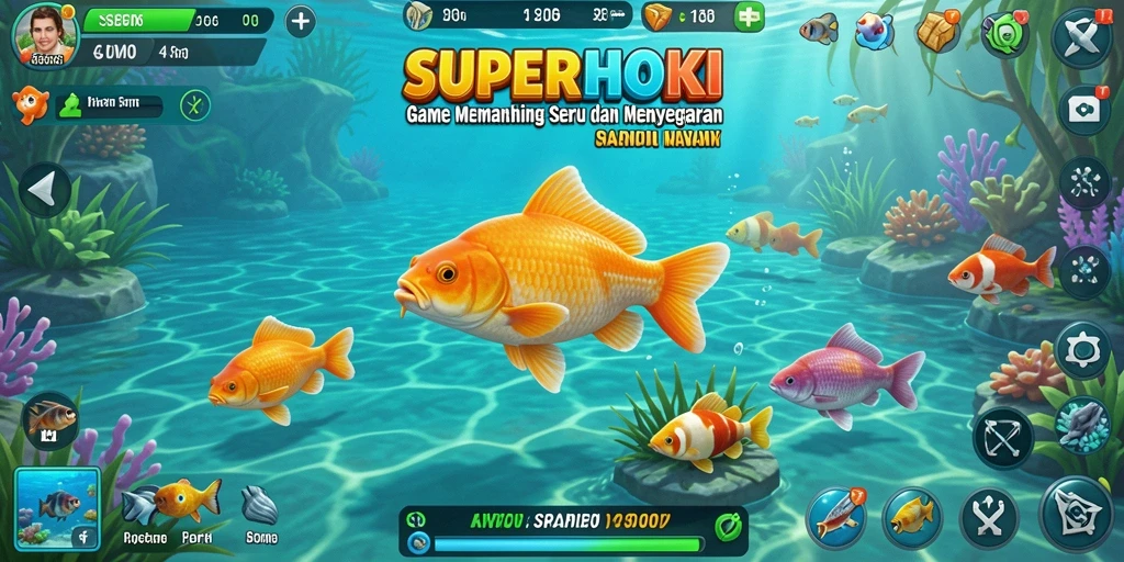 Gameplay memancing yang seru dan menantang di SUPERHOKI.